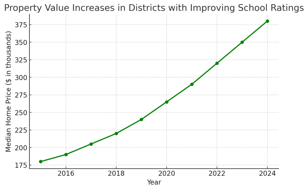 chart property value increases with improved ratings proving great schools have benefits