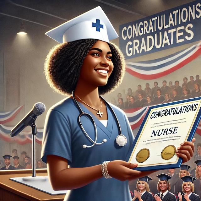 graphic nurse receiving a certificate from college
