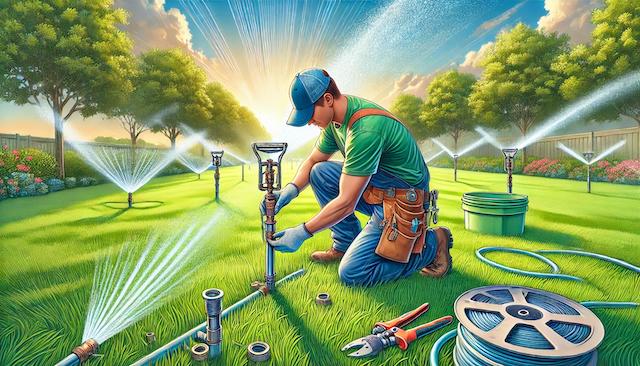 installing an irrigation system in the Lawn