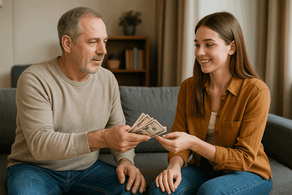 adult child borrowing money from father