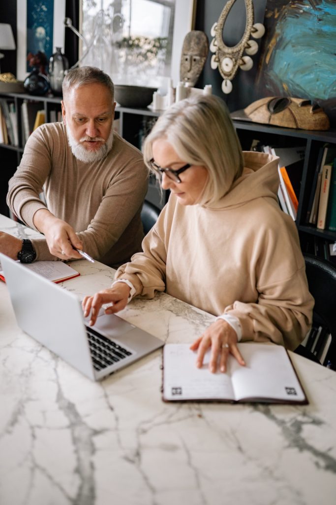 couple working computer