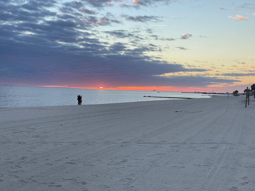 Sunset on the beach Gulfport MS best for snowbirds