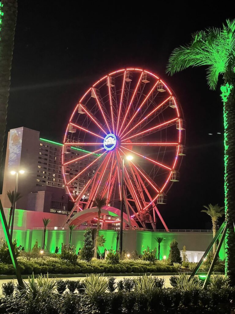 Margaritaville ferris wheel at night