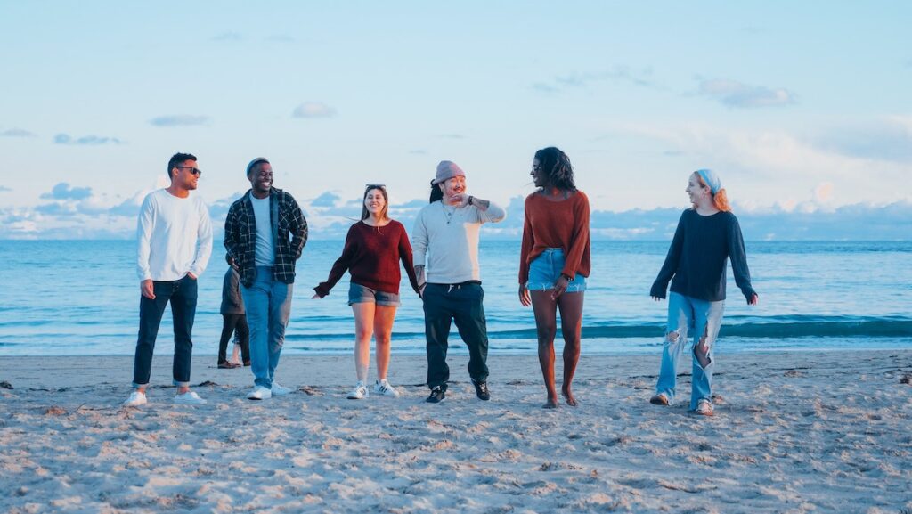 Diverse group of people on the Beach Mississippi Gulf Coast