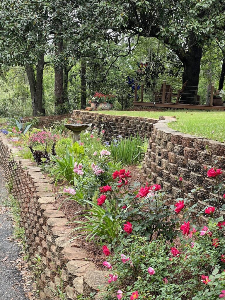 retaining wall landscaped