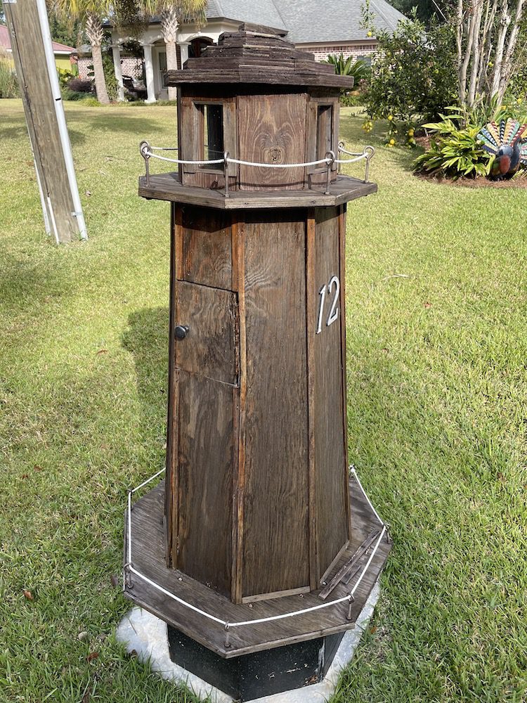 light house wooden mailbox