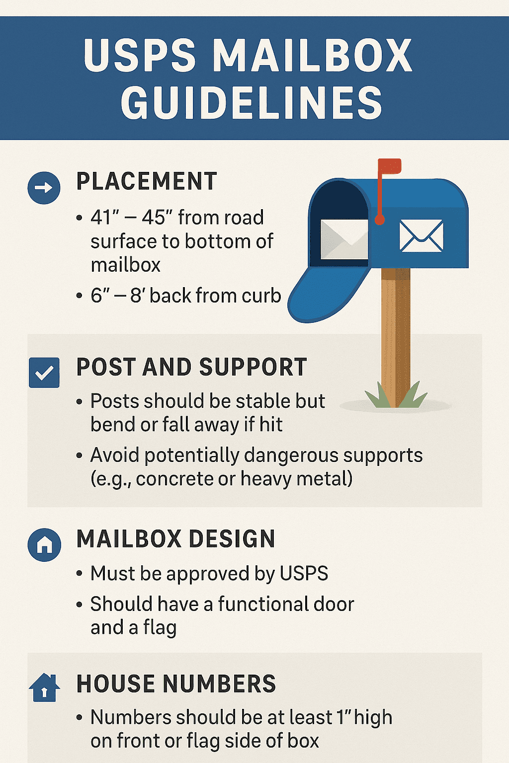 USPS rules for placement of mail boxes