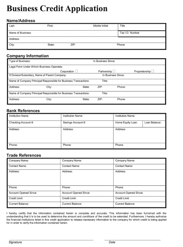 business credit application