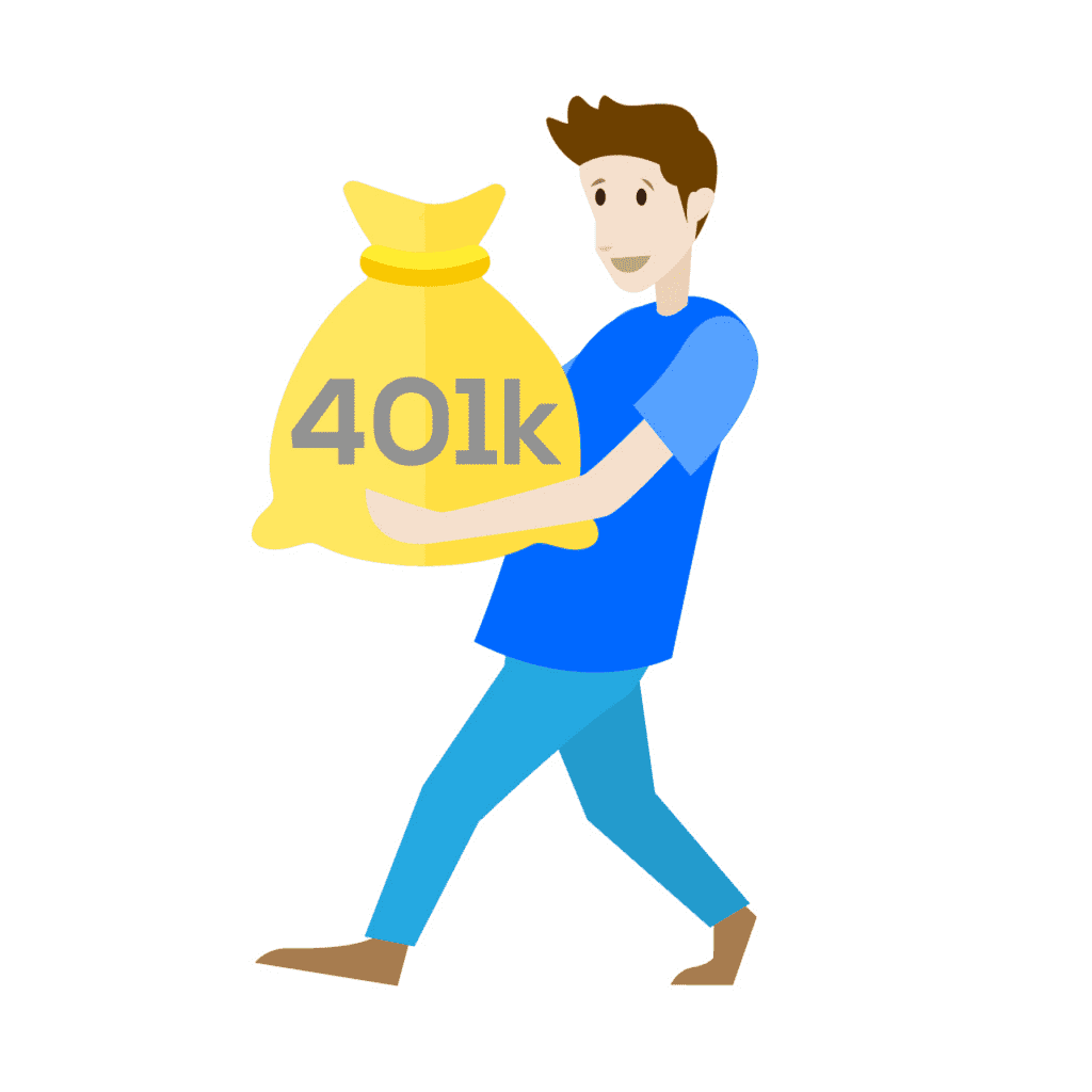 401(k) planning man holding bag 
