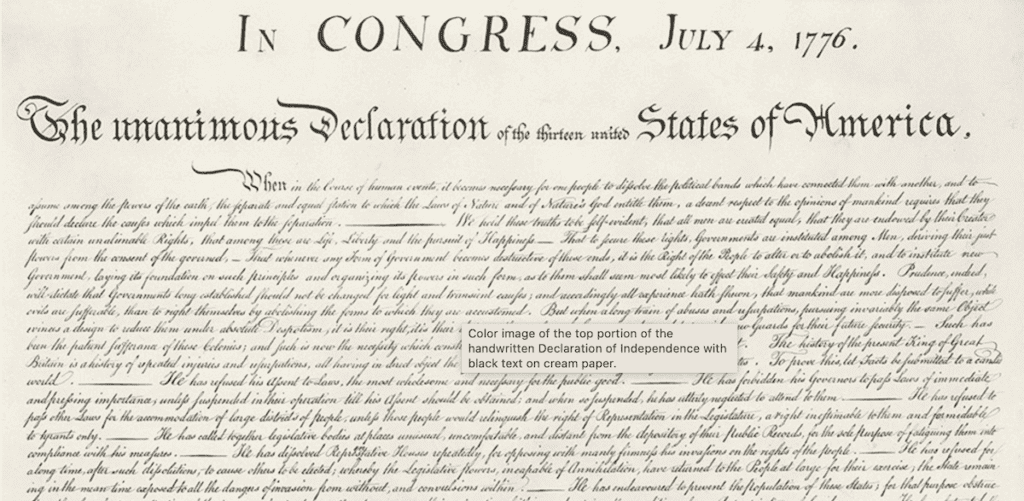 Declaration of Independence July 4th 1776