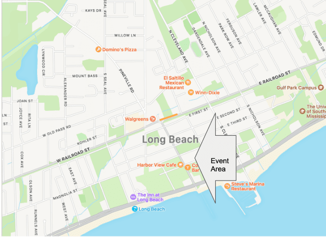 Map of Long Beach, MS