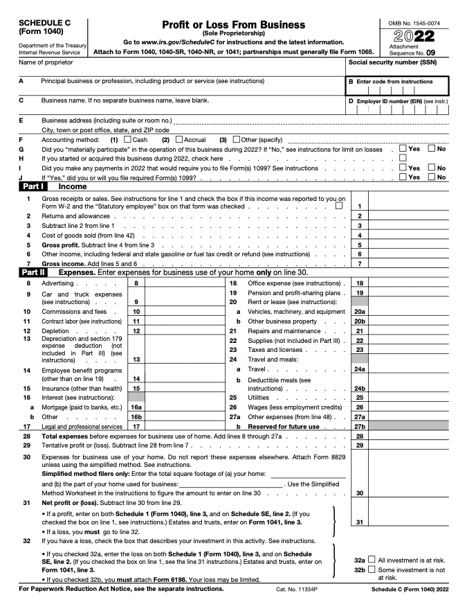 Schedule C form