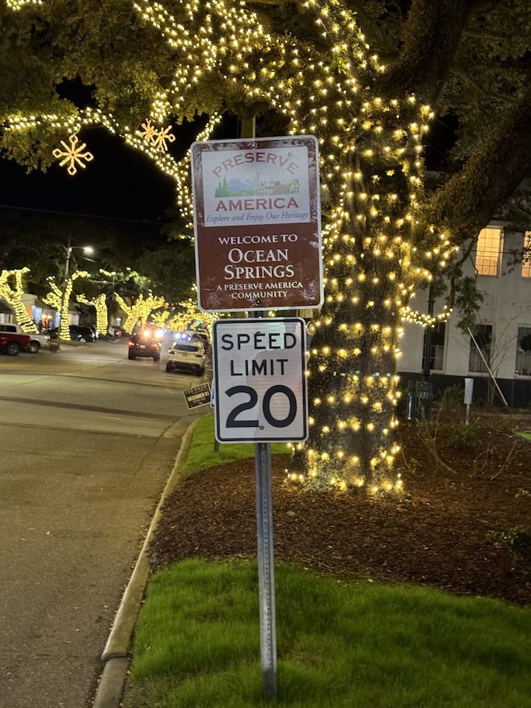Main street and sign in Ocean Springs