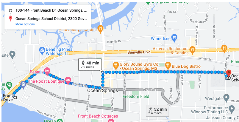 Ocean Springs Night Mardi Gras Parade Route