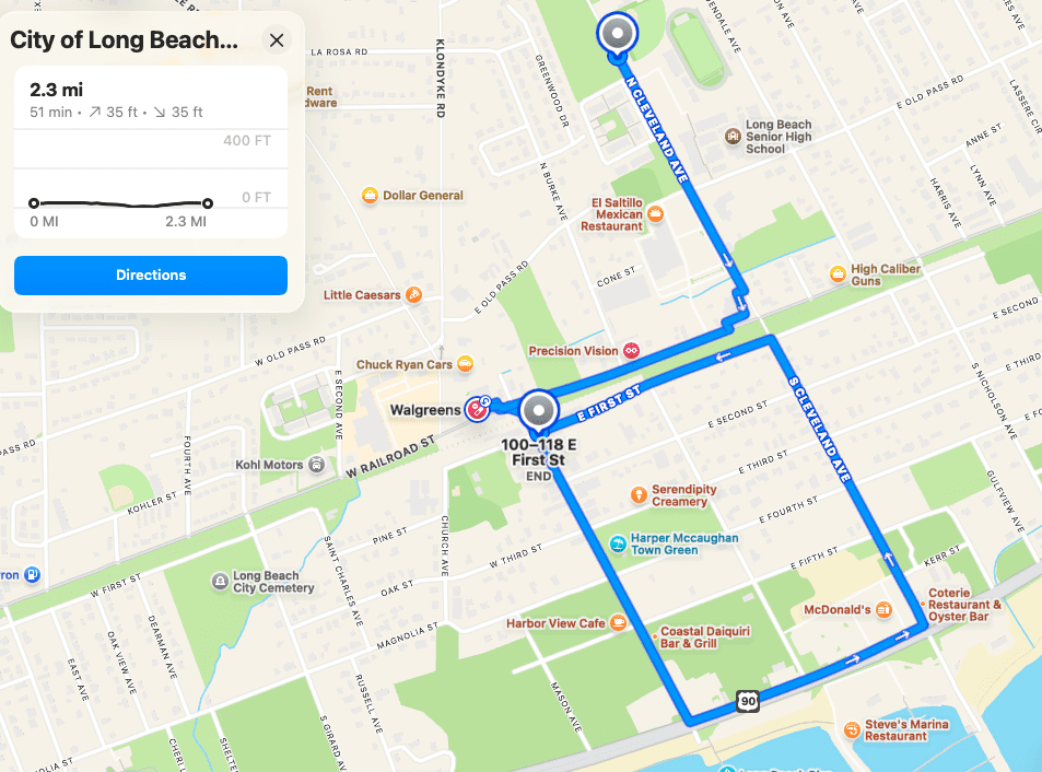 City of Long Beach Mardi Gras Parade route