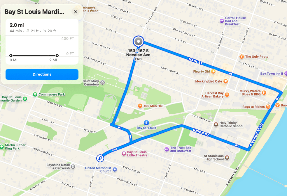 Bay St Louis Mardi Gras Parade Map