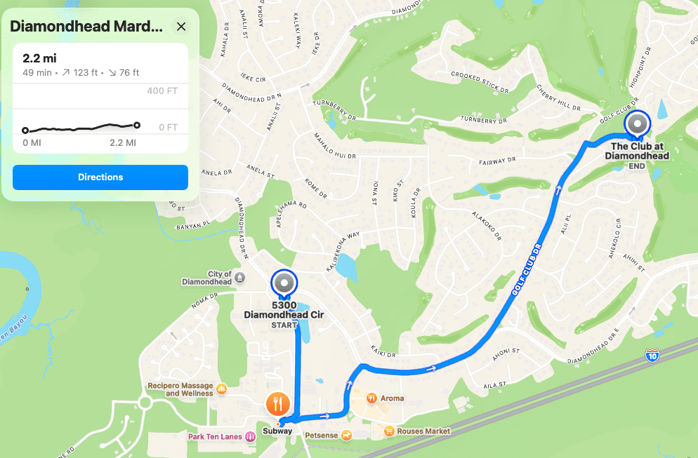 Diamondhead Mardi Gras Parade Map