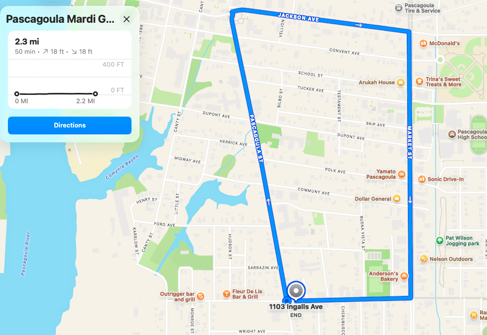 Pascagoula Mardi Gras Parade Route