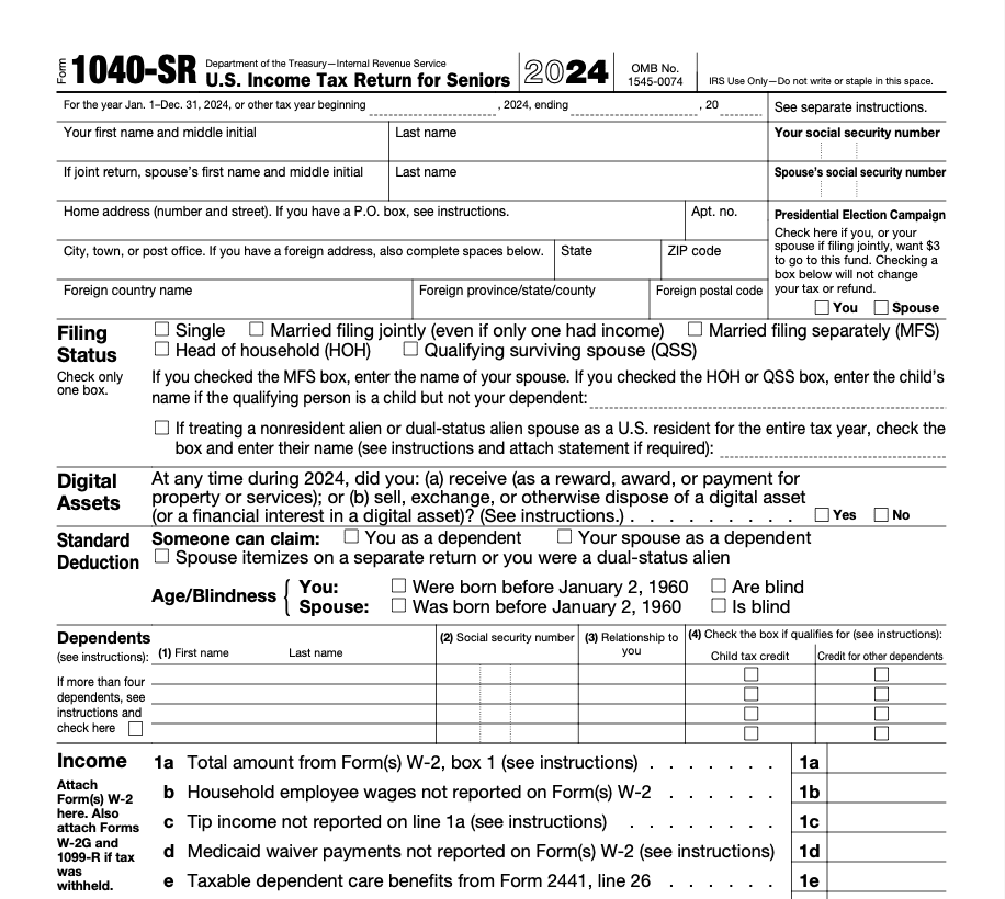 2024 1040-SR form