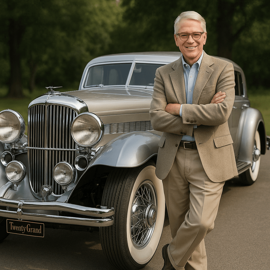 a Dusenberg Twenty Grand 1933 automobile with owner