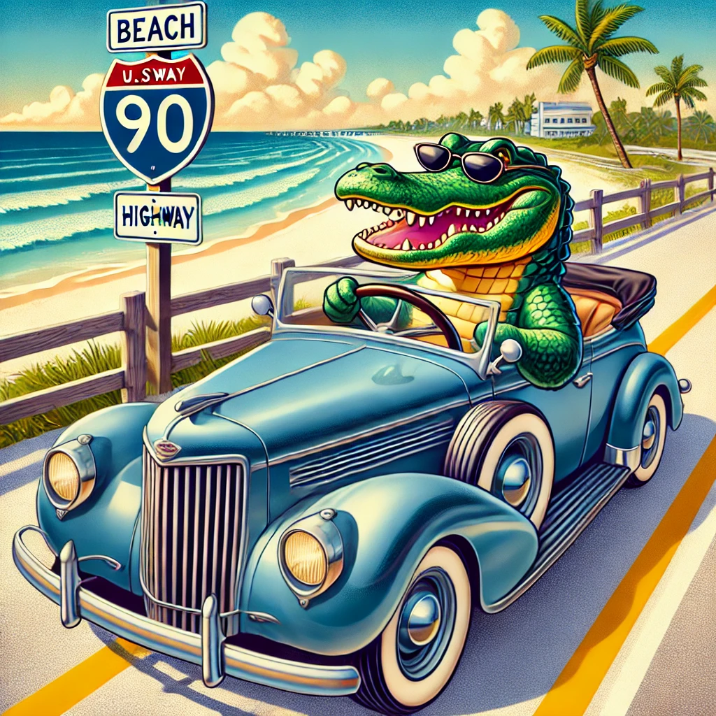 Cruisin the Coast Alligator driving on us 90