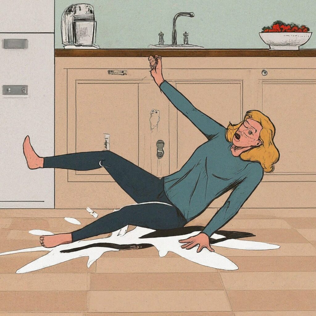 Guest falling in kitchen