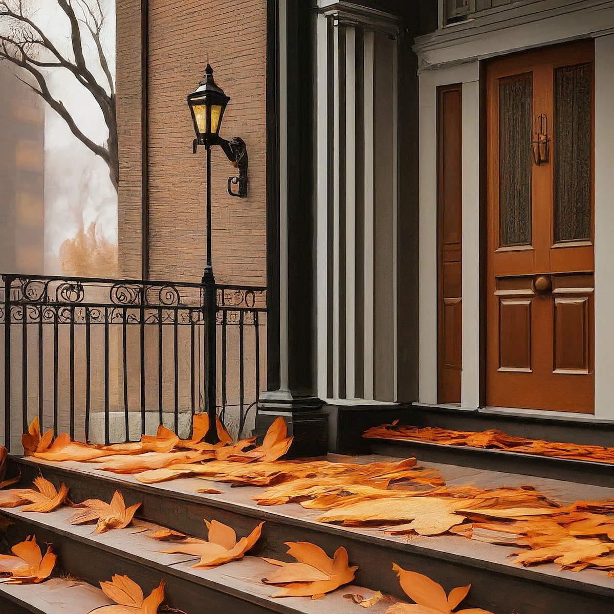 Leaves on porch and steps investment property
