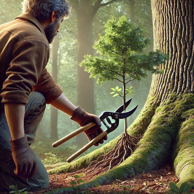 removing growth at the bottom of a tree