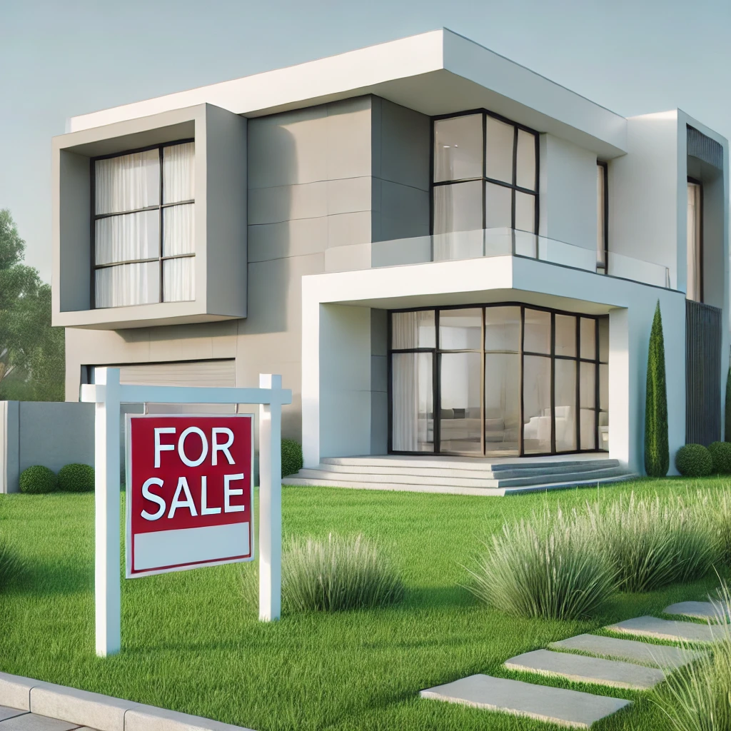 house with for sale sign before foreclosure