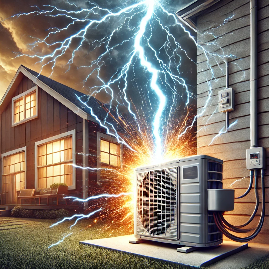 Lightening strikes AC unit