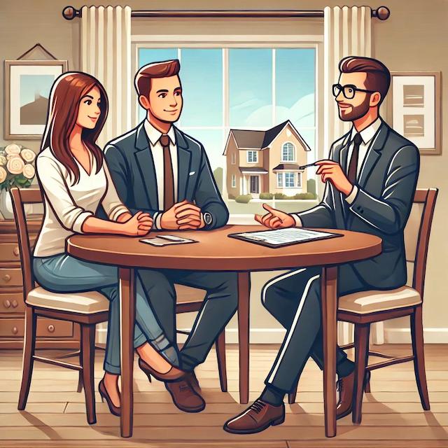 real estate agent at table