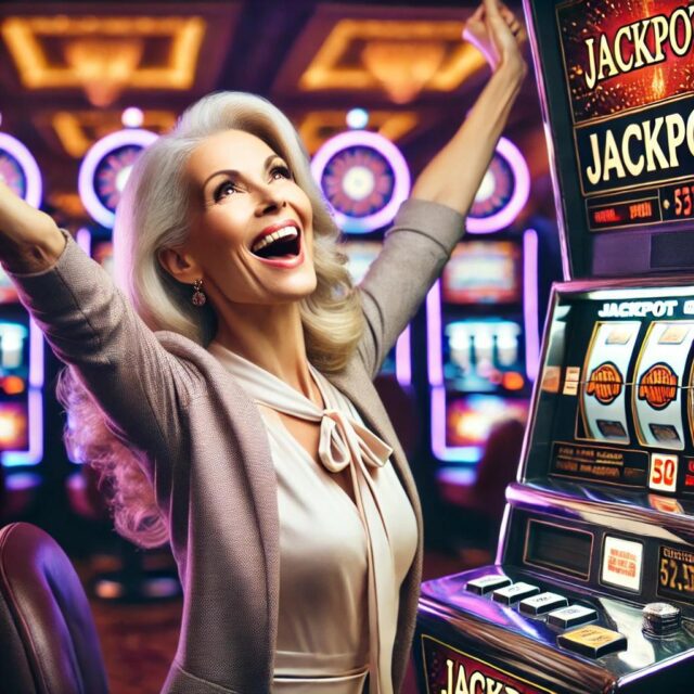 woman wins jackpot at at a casino