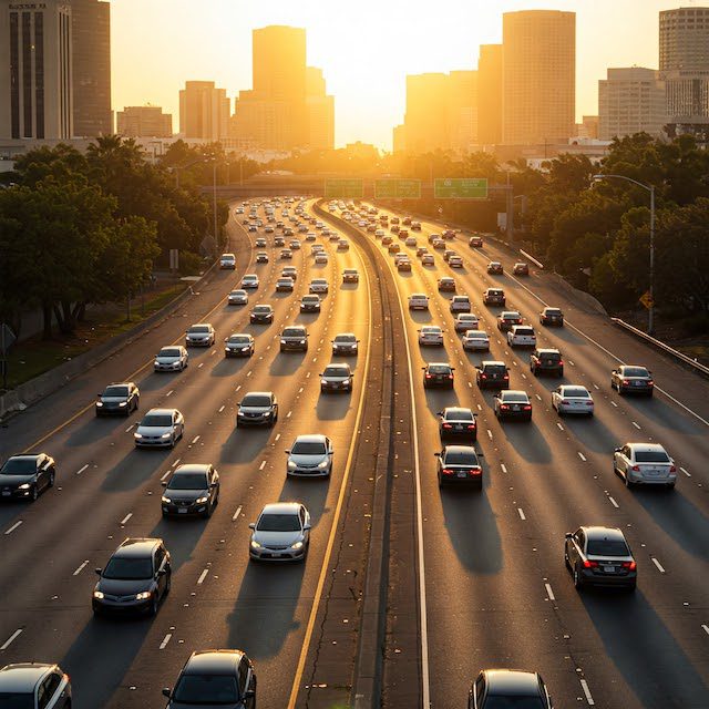 cars on a freeway 