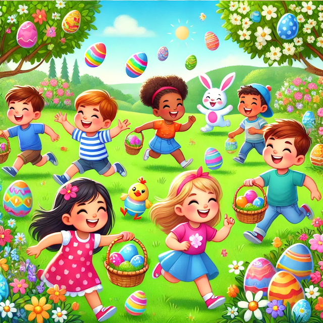 Easter event egg hunt with children