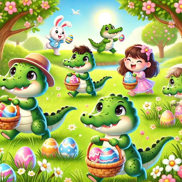 easter egg Hunt with children and alligators