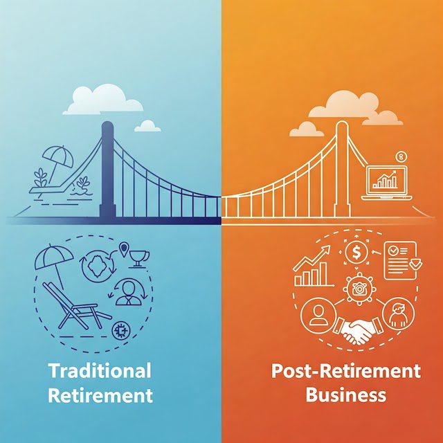 Infographic traditional retirement vs post retirement business