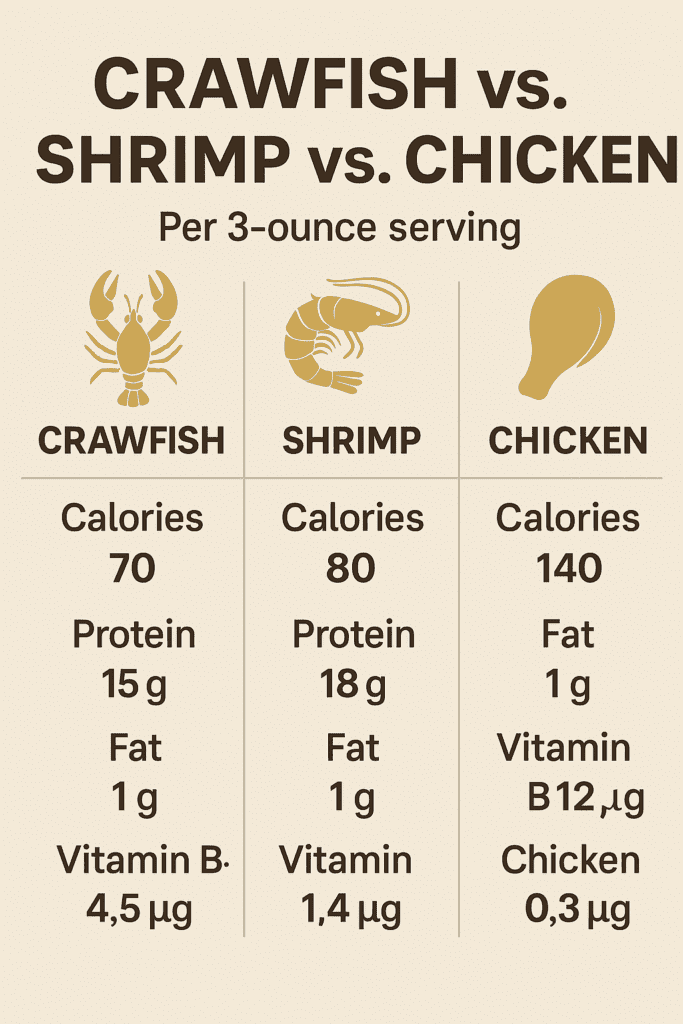 INFOGRAPHIC HEALTH BENEFITS OF EATING CRAWFISH COMPARED TO SHRIMP AND CHICKE