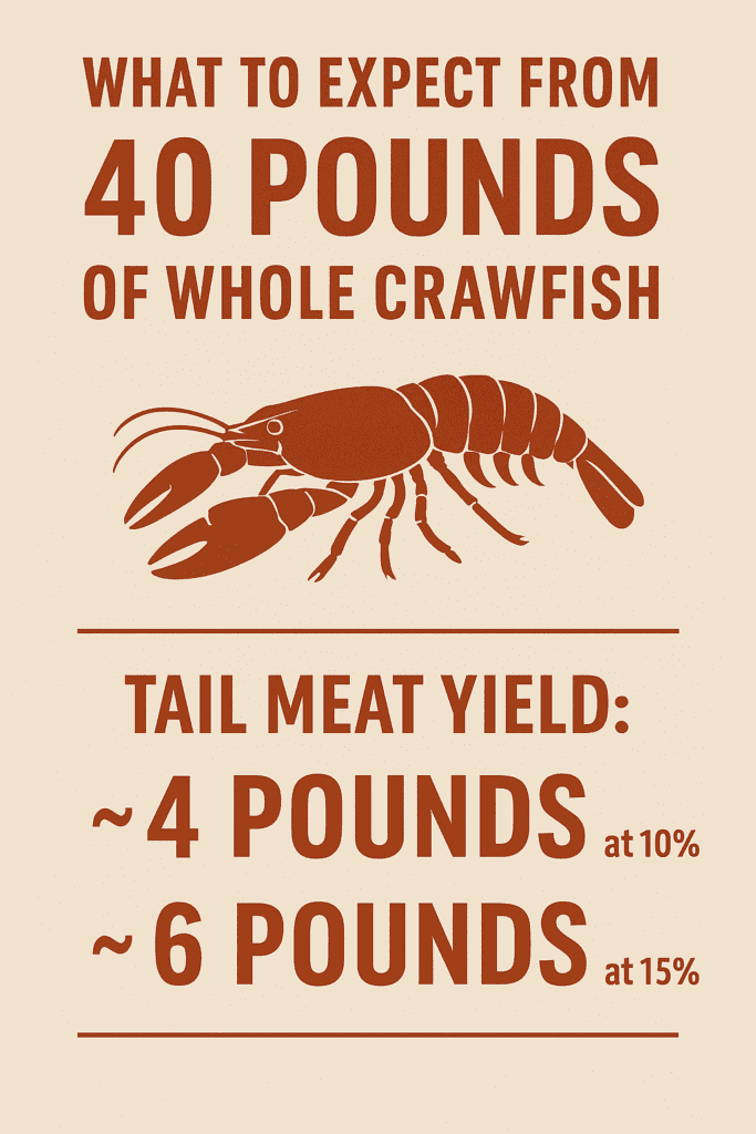 chart of crawfish yield from 40 pounds of live crawfish