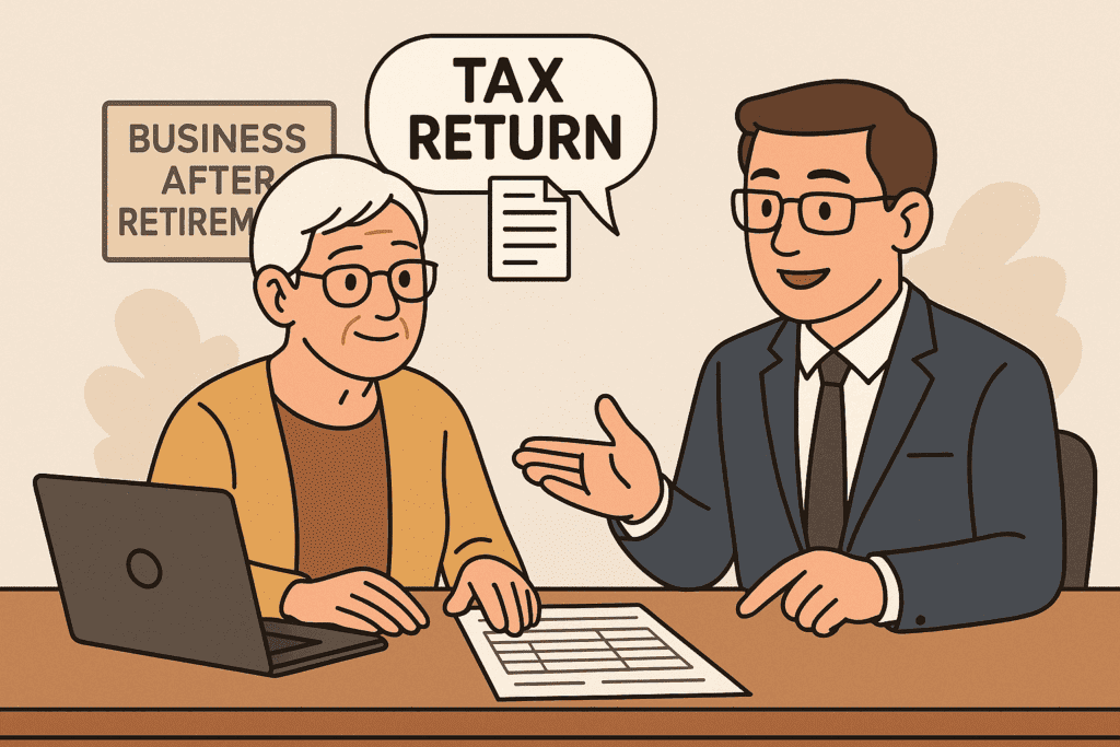 tax consultant talking to small business owner