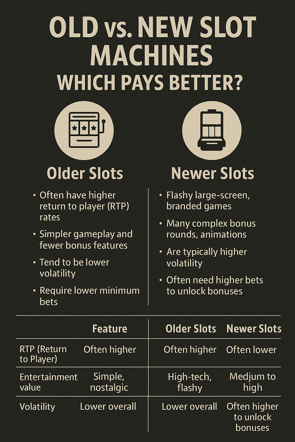 old vs new slots infographics