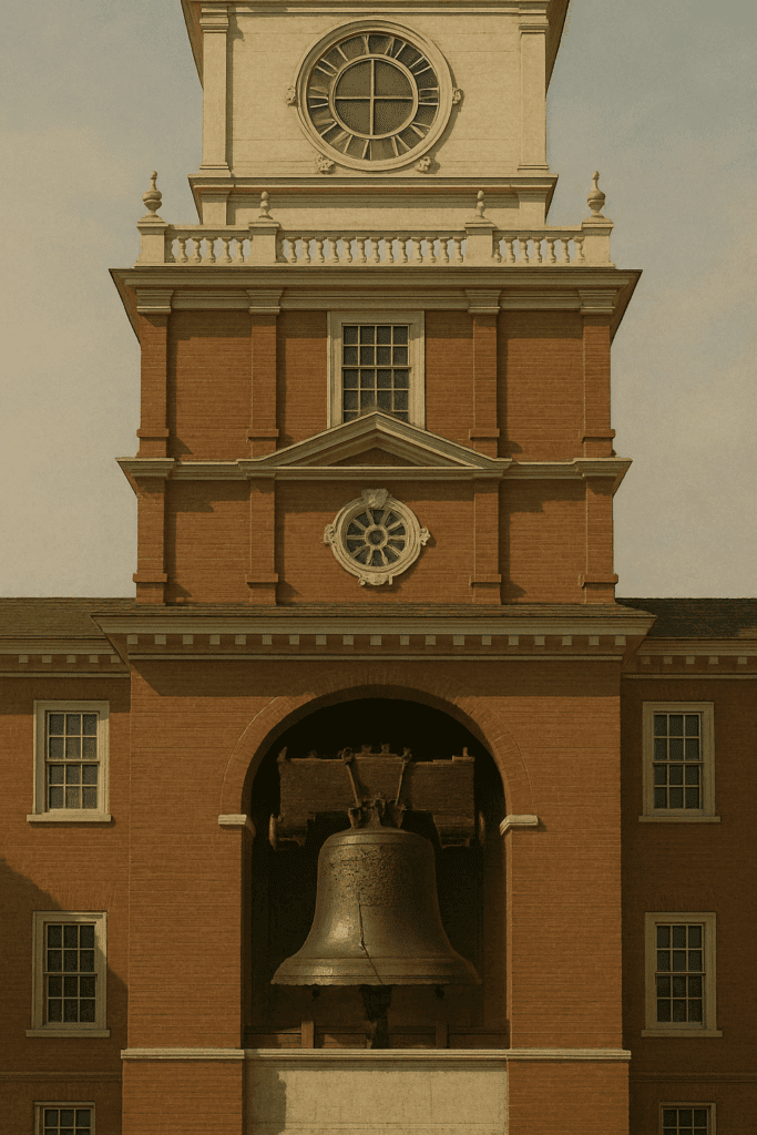 Liberty Bell cast 1753 hanging in PA state house