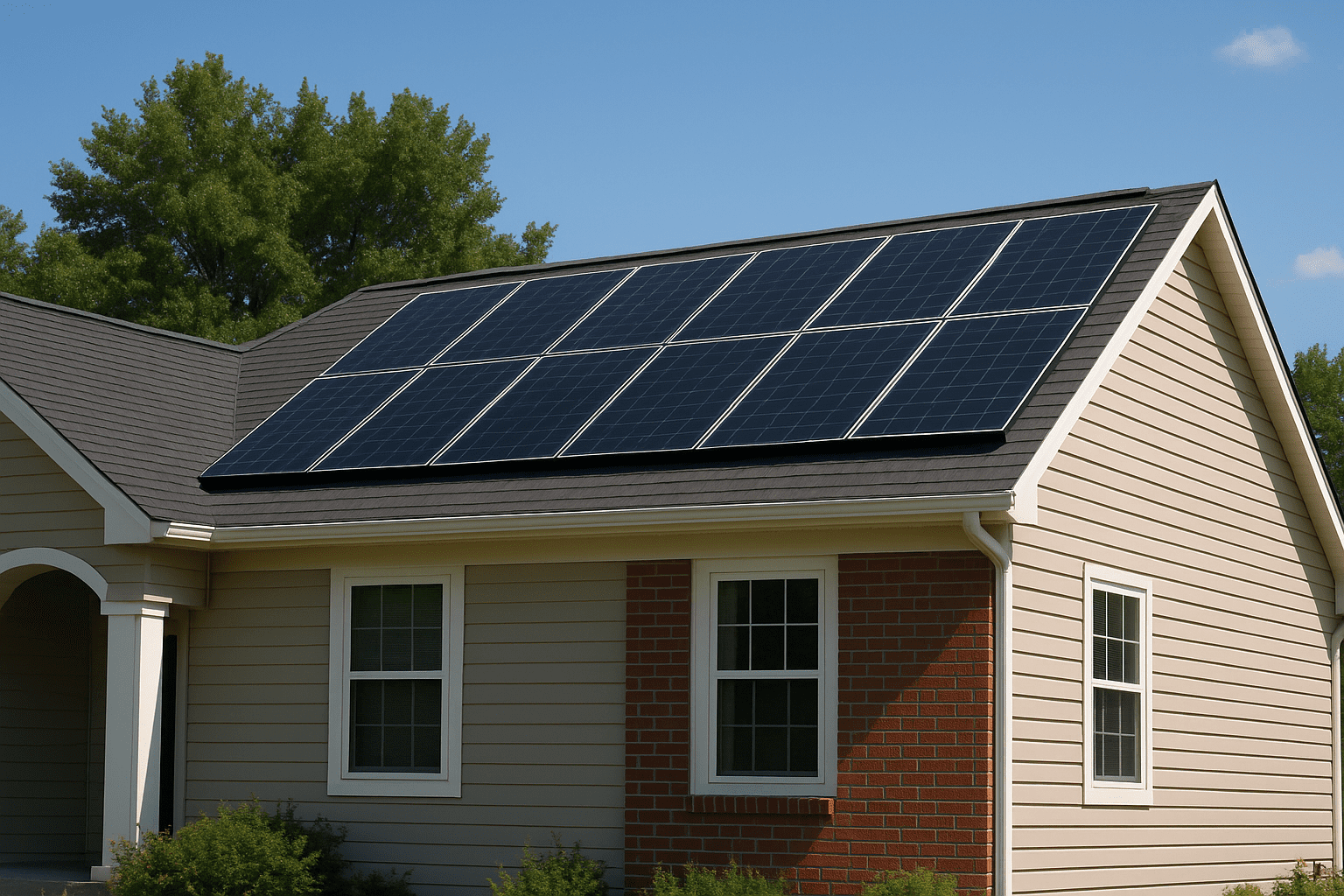 Solar panels on a Mississippi Gulf Coast home in sunligh