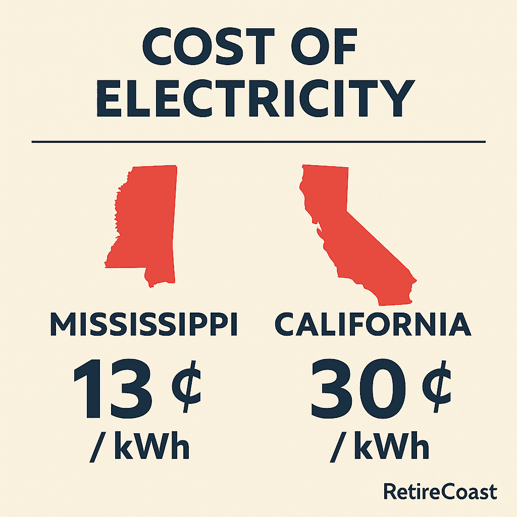 Five-state cost of living comparison for Mississippi, California, New York, Illinois and Florida