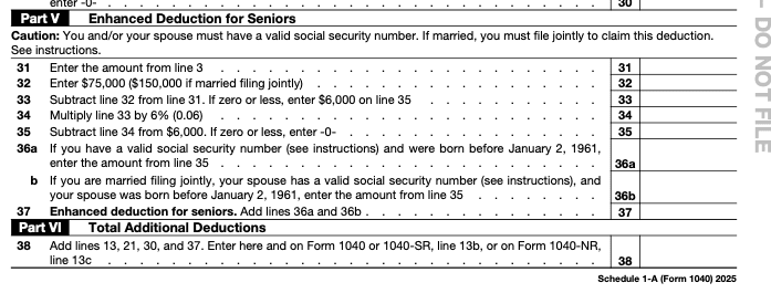 2025 schedule A for Senior deduction