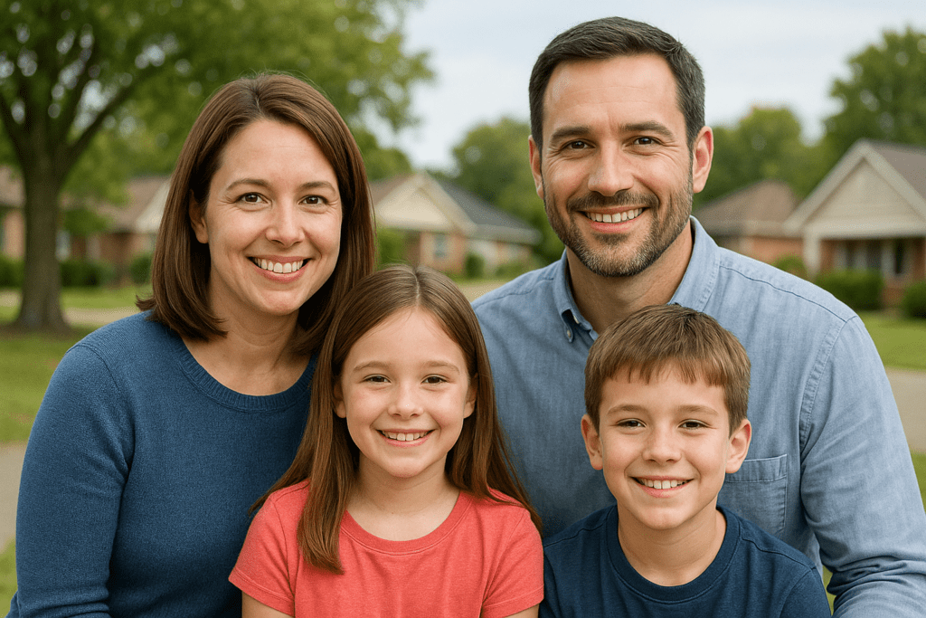 picture of Jennifer, Harry and children relocating