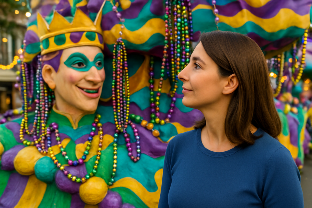 Jessica discovers joining a mardi gras krewe is a good activity