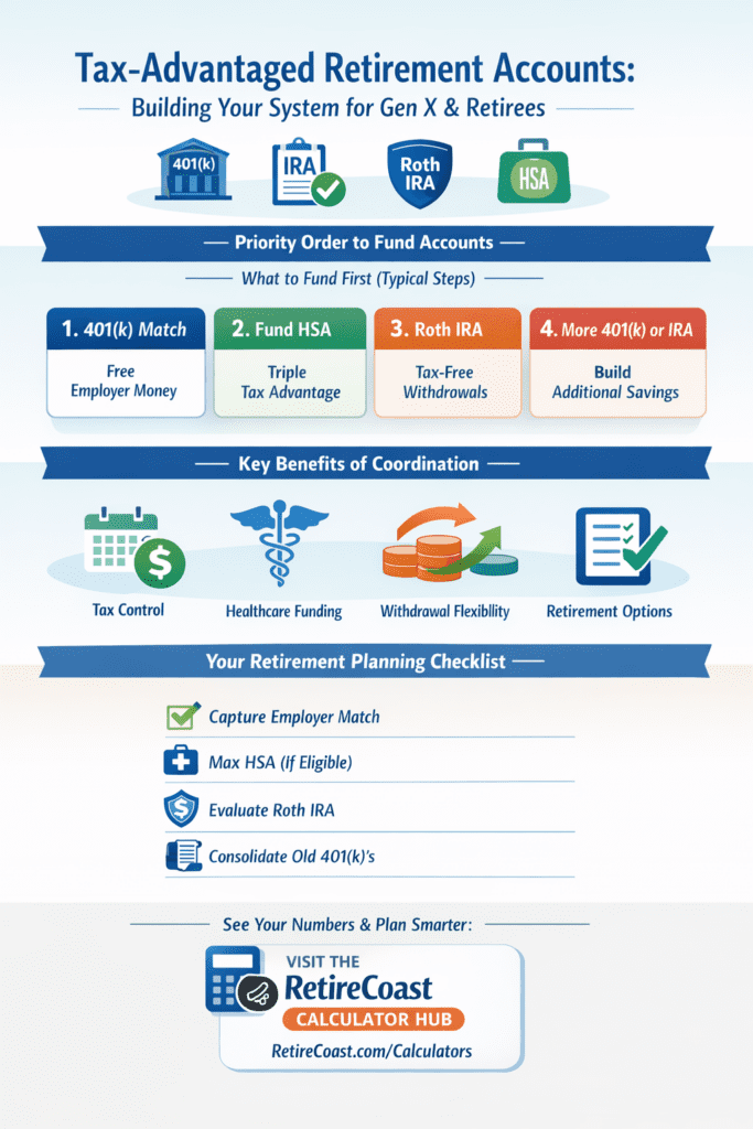 infographic showing all types of tax advantaged retirement plans
