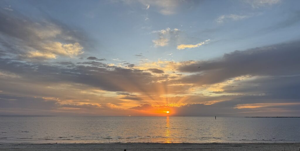 Sunset on the Mississippi Gulf Coast near Gulfport and Biloxi