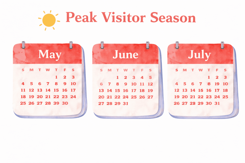 image of calendar showing peak visitor season on Mississippi Gulf Coast