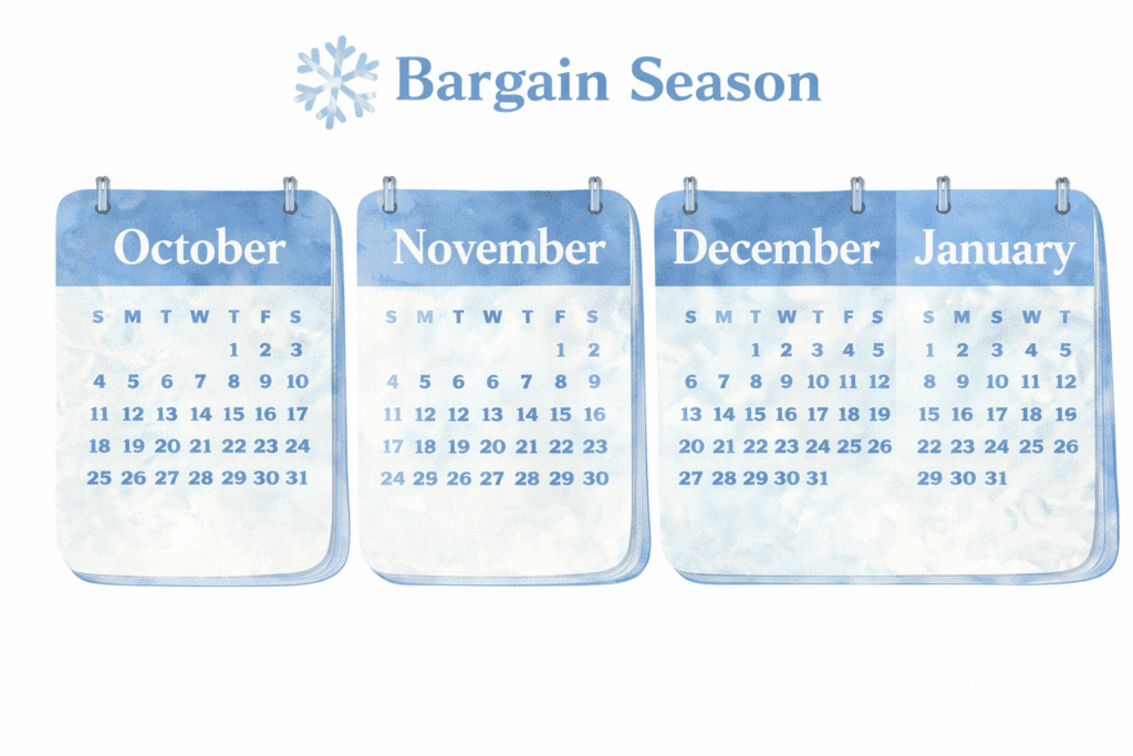image calendar showing bargain season on Mississippi gulf Coast